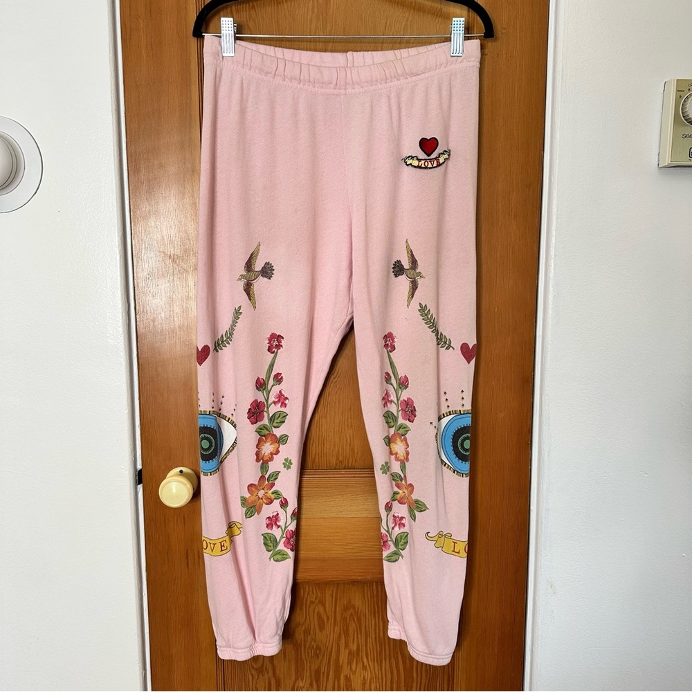 Lauren Moshi Pink Floral & Eye Graphic Joggers - Picture 3 of 11